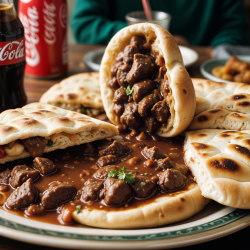 Lamb Naan with Gravy & Soft Drinks